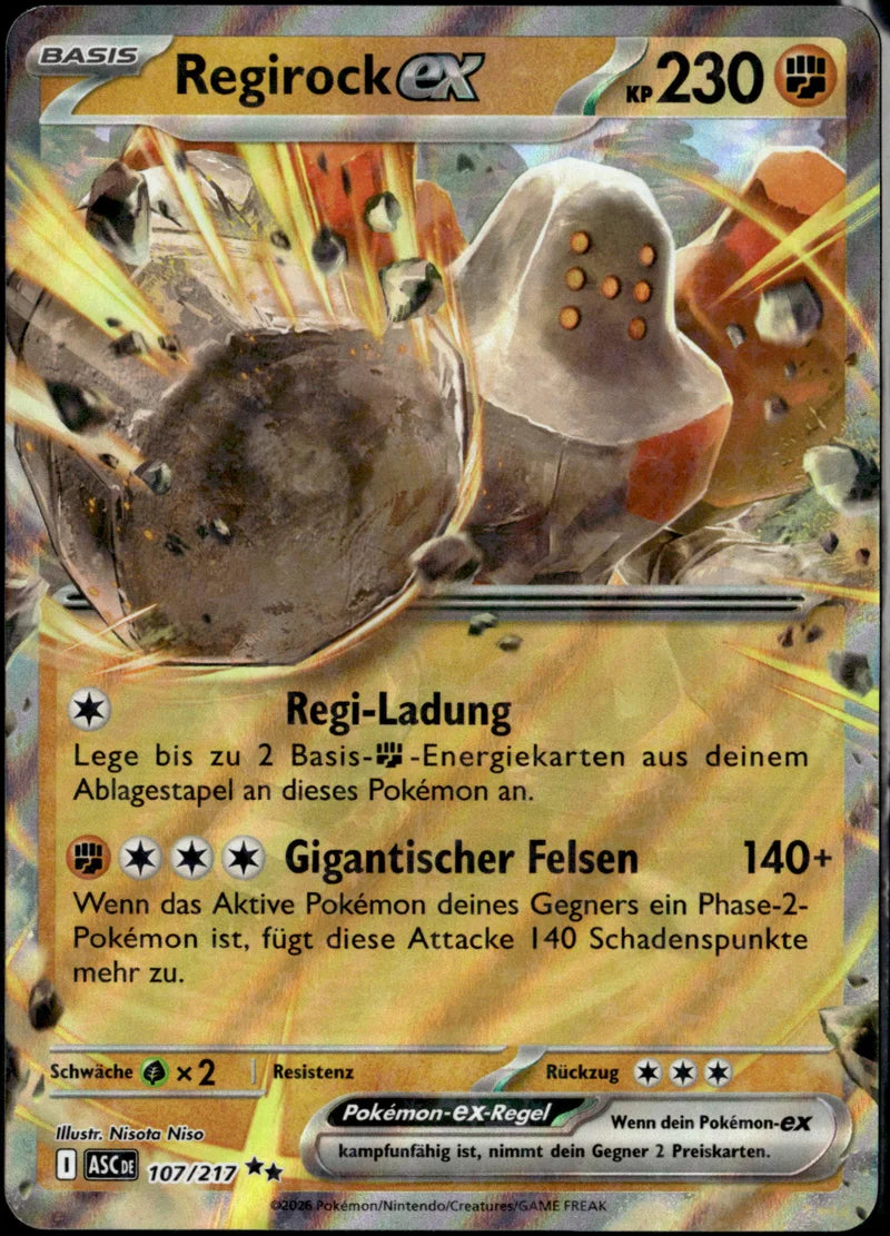 Regirock-ex 107 Erhabene Helden Deutsch Near Mint Pokémon Karte