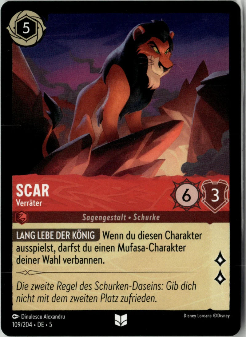 Scar - Verräter 109 Himmelsleuchten Deutsch Near Mint Disney Lorcana Karte
