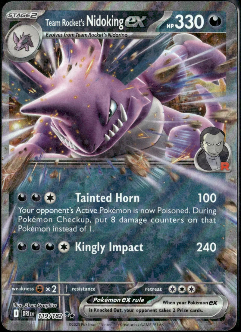 Team Rocket's Nidoking ex 119 Destined Rivals Englisch Near Mint Pokémon Karte