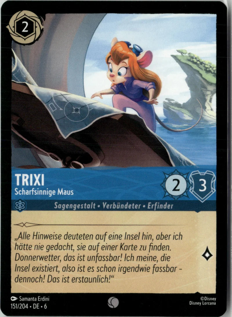 Trixi - Scharfsinnige Maus 151 Azurblaues Meer Deutsch Near Mint Disney Lorcana Karte
