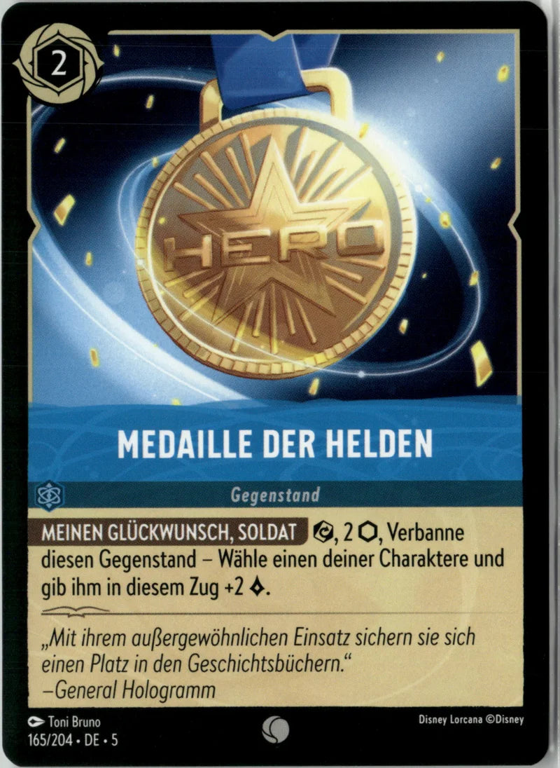 Medaille der Helden 165 Himmelsleuchten Deutsch Near Mint Disney Lorcana Karte