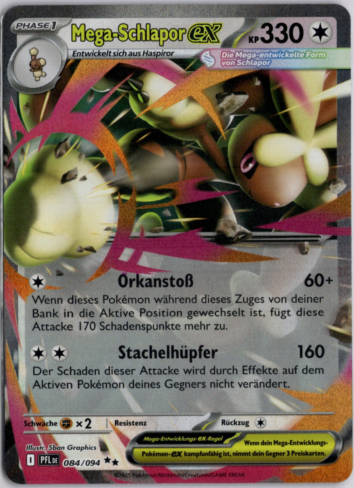 Mega-Schlapor-ex 84 Fatale Flammen Deutsch Near Mint Pokémon Karte