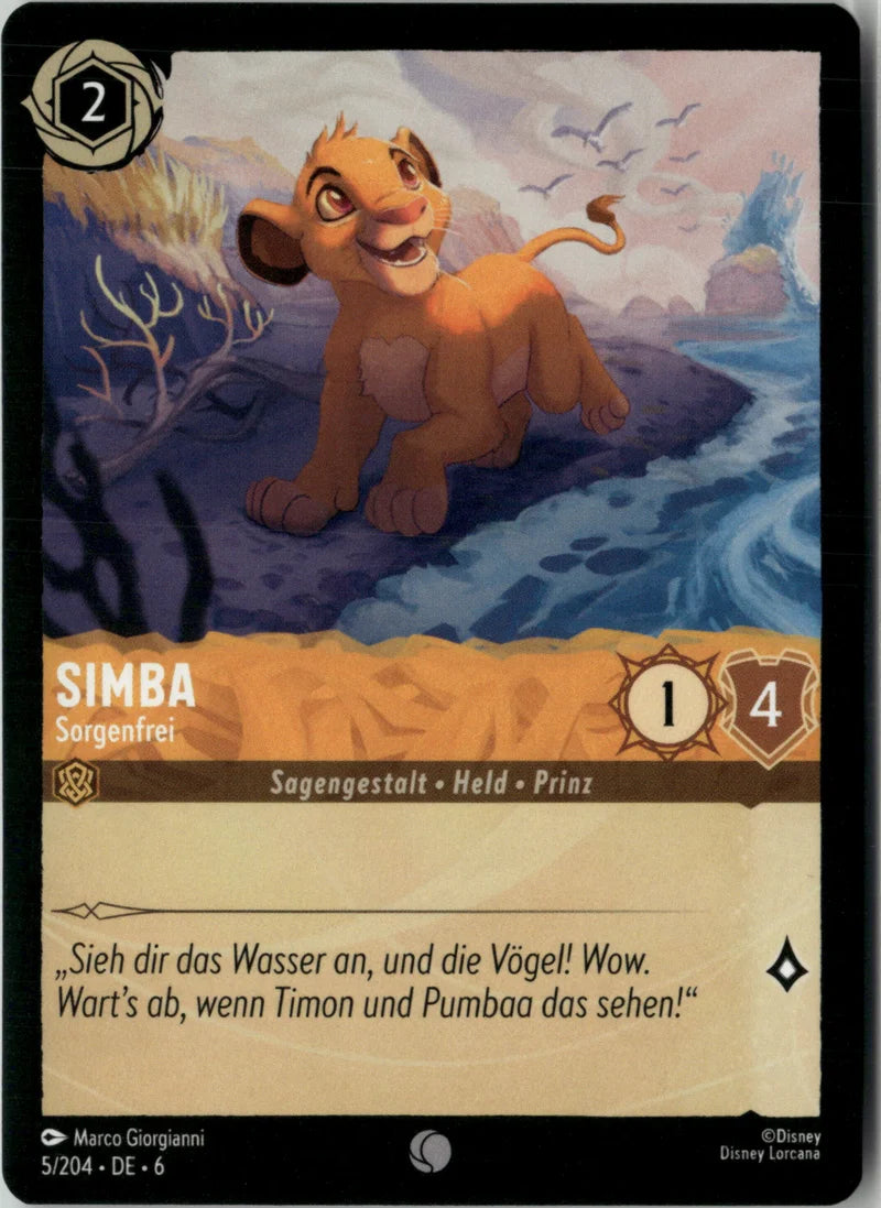 Simba - Sorgenfrei 5 Azurblaues Meer Deutsch Near Mint Disney Lorcana Karte