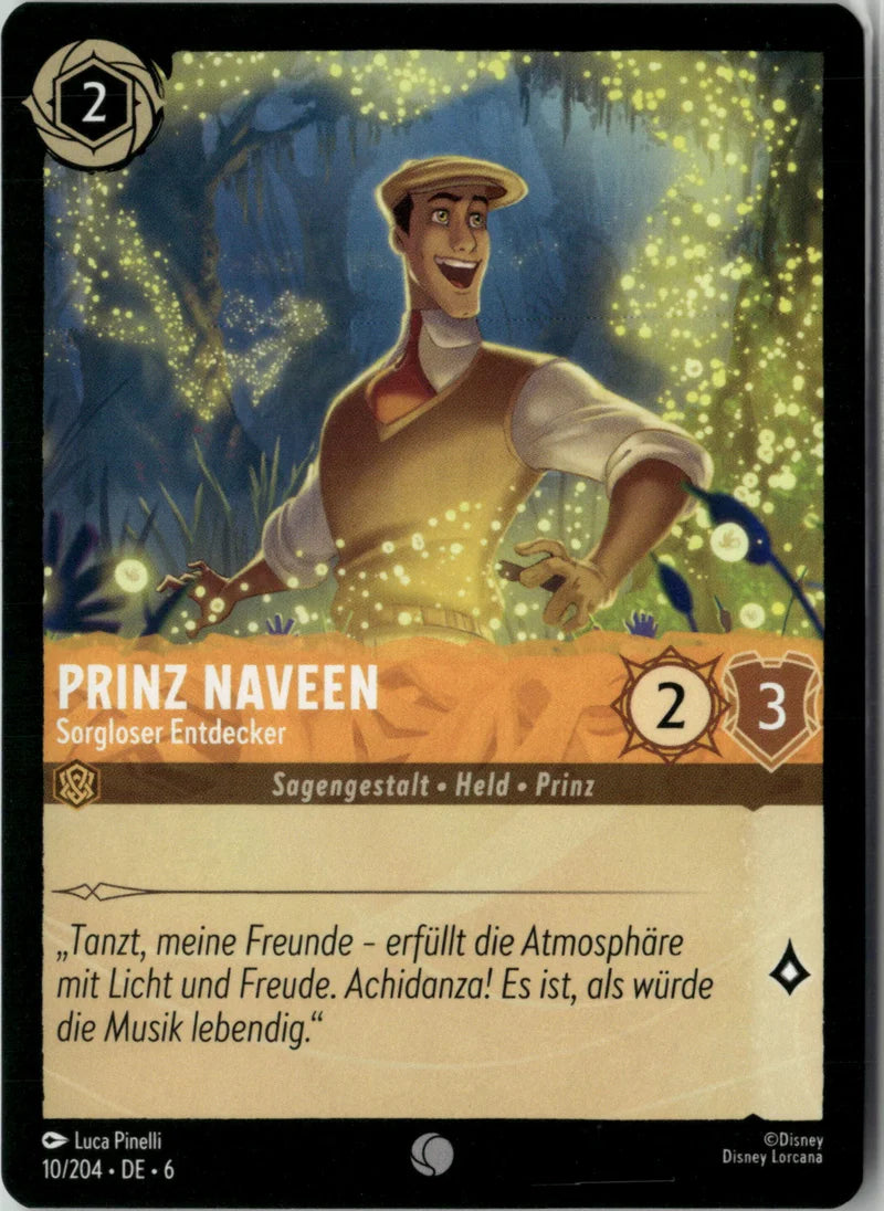 Prinz Naveen - Sorgloser Entdecker 10 Azurblaues Meer Deutsch Near Mint Disney Lorcana Karte