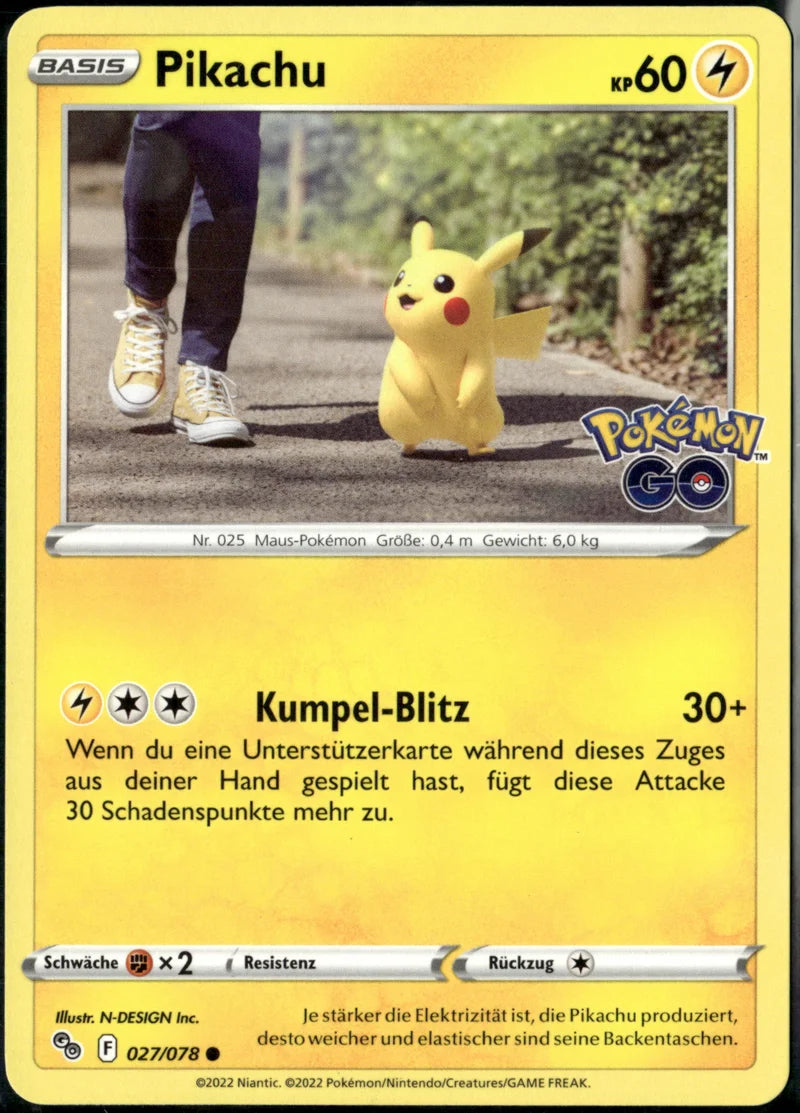 Pikachu 027 Pokémon GO Deutsch Near Mint Pokémon Karte