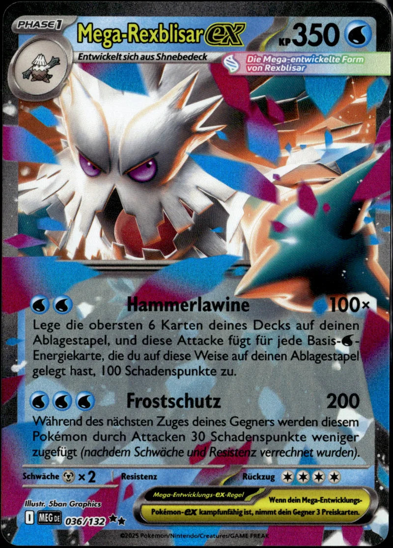 Mega-Rexblisar-ex 036 Mega-Entwicklung Deutsch Near Mint Pokémon Karte