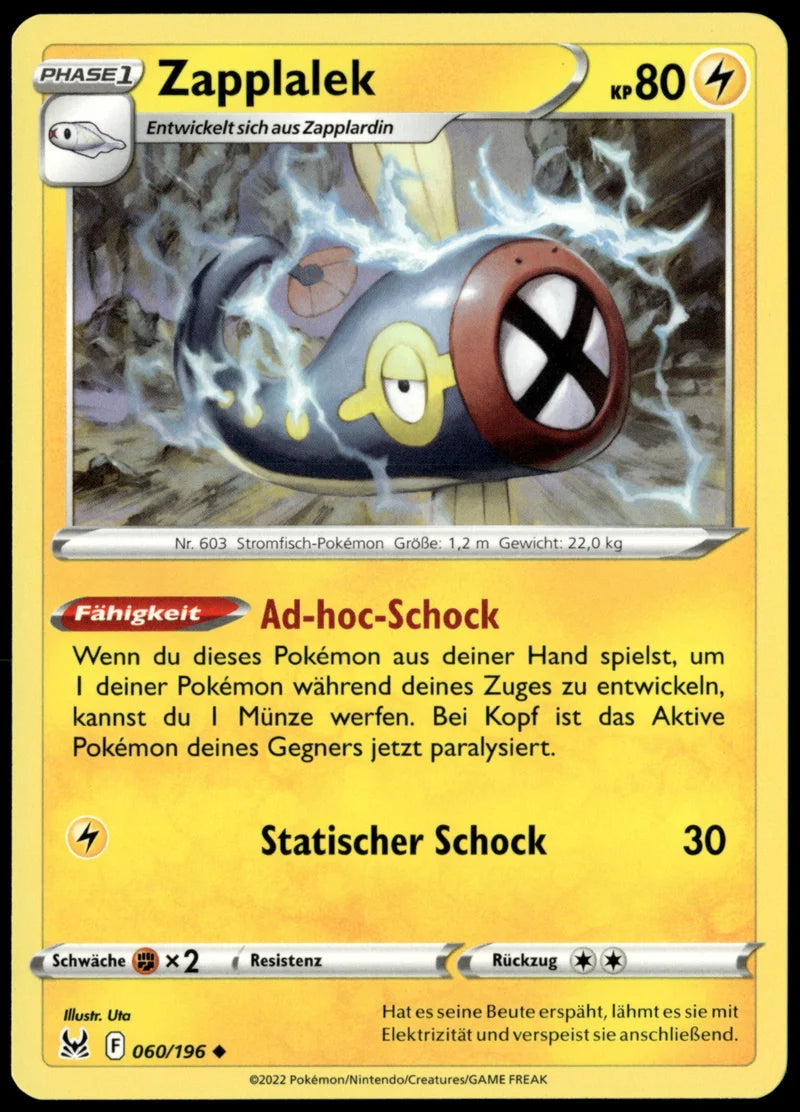 Zapplalek 060 Verlorener Ursprung Deutsch Near Mint Pokémon Karte