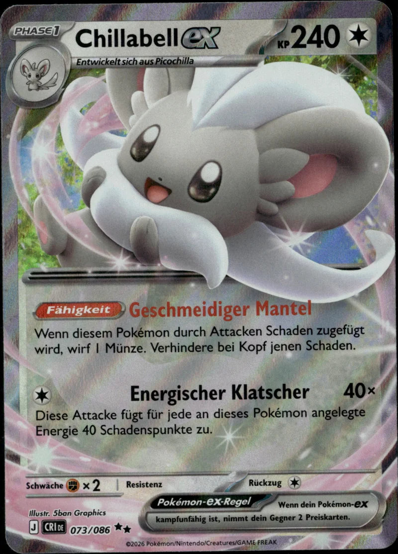 Chillabell-ex 073 Wachsendes Chaos Deutsch Near Mint Pokémon Karte