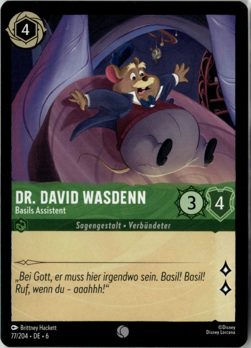 Dr. David Wasdenn - Basils Assistent 77 Azurblaues Meer Deutsch Near Mint Disney Lorcana Karte