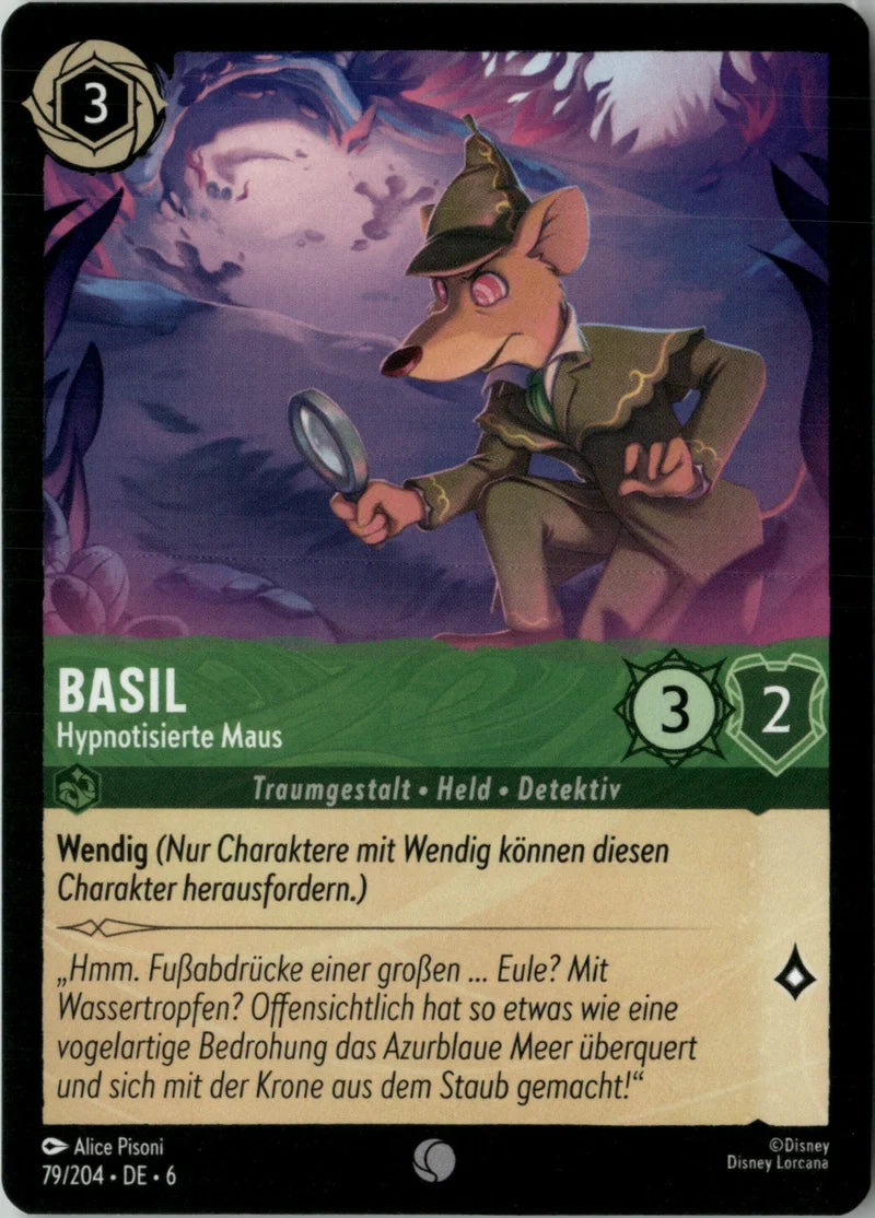 Basil - Hypnotisierte Maus 79 Azurblaues Meer Deutsch Near Mint Disney Lorcana Karte