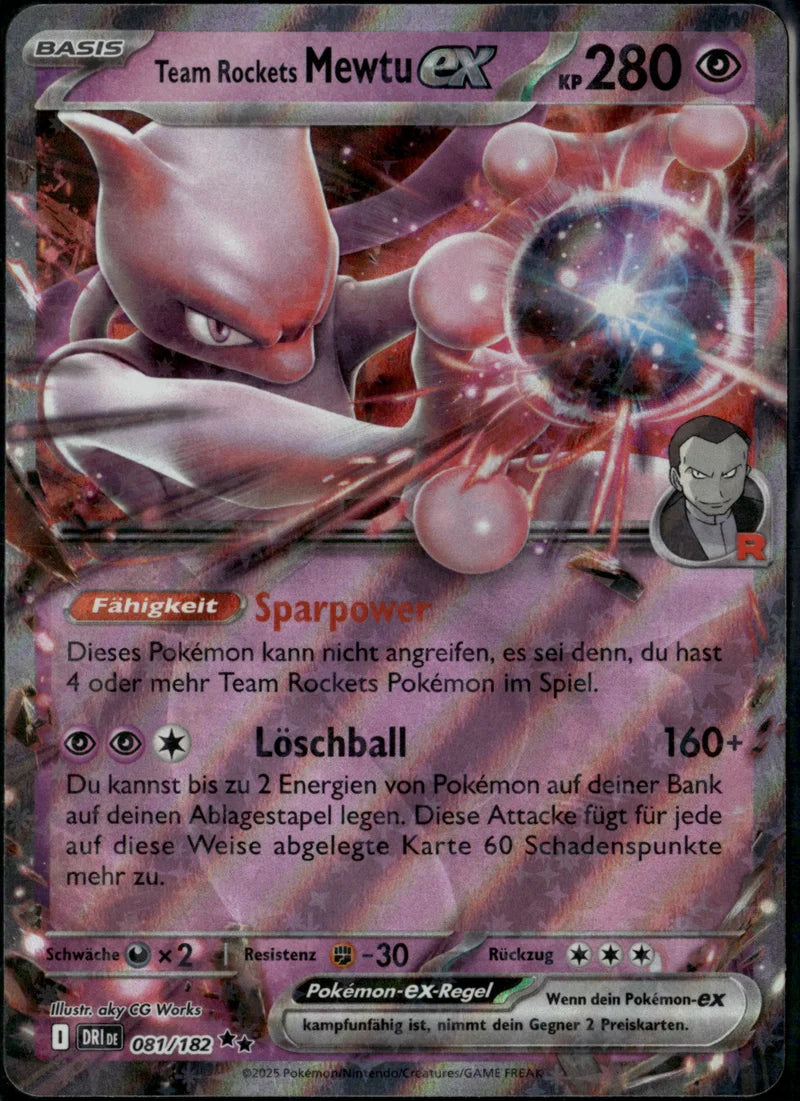 Team Rockets Mewtu-ex 081 Ewige Rivalen Deutsch Near Mint Pokémon Karte