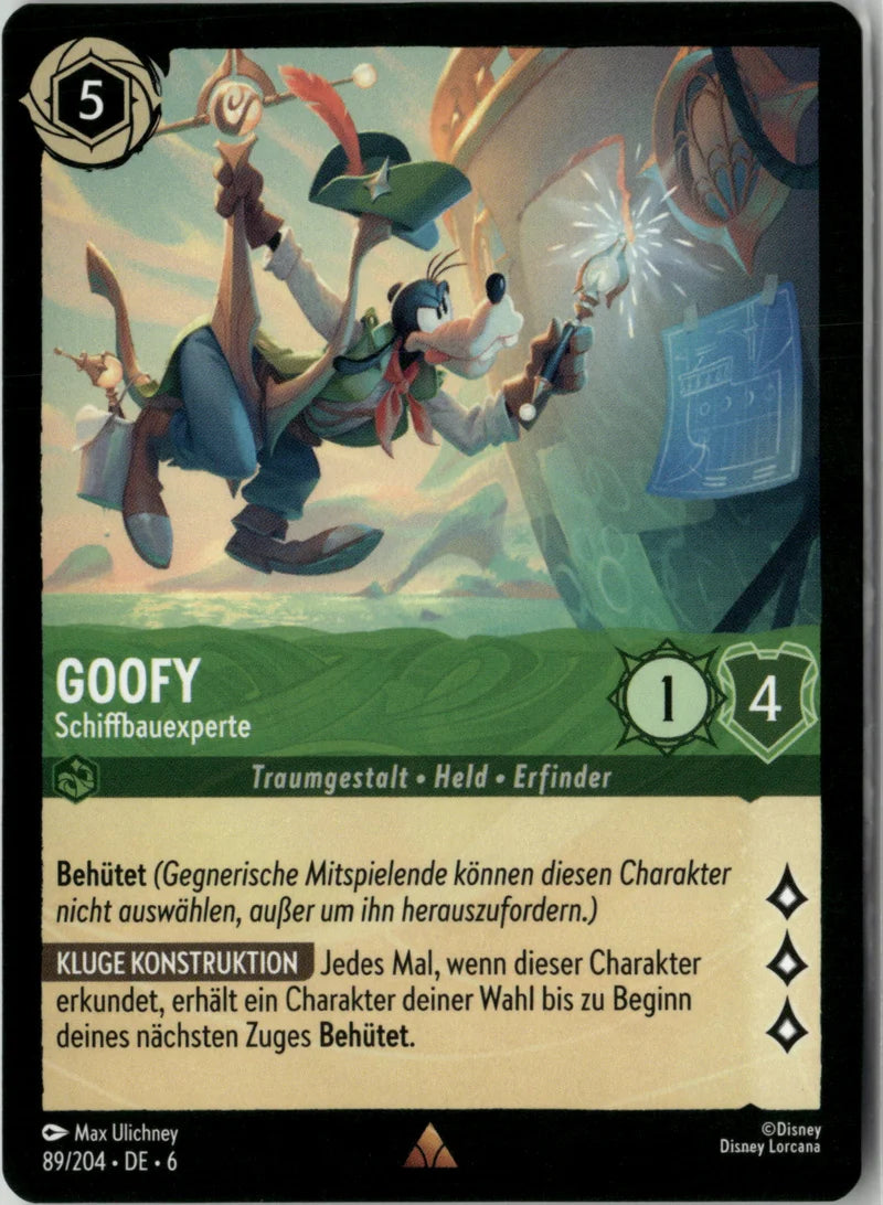 Goofy - Schiffbauexperte 89 Azurblaues Meer Deutsch Near Mint Disney Lorcana Karte