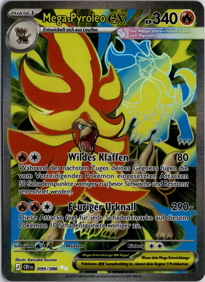 Mega-Pyroleo-ex 099 Wachsendes Chaos Deutsch Near Mint Pokémon Karte