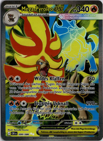 Mega-Pyroleo-ex 099 Wachsendes Chaos Deutsch Near Mint Pokémon Karte