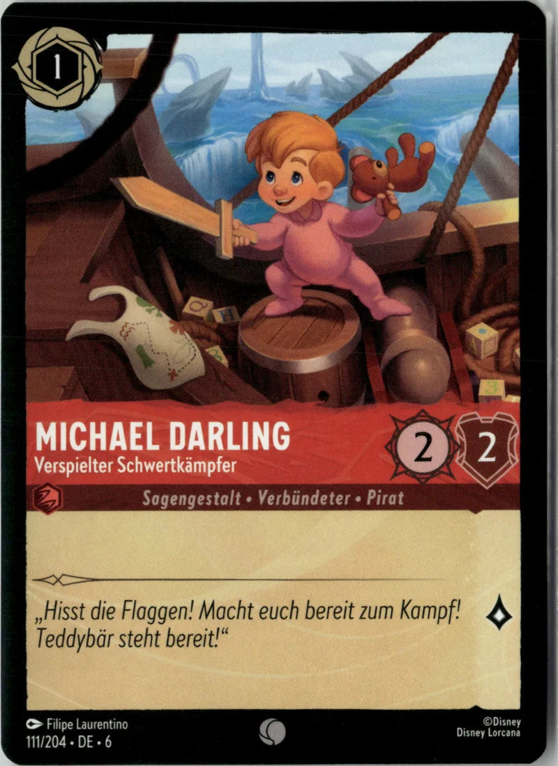 Michael Darling - Verspielter Schwertkämpfer 111 Azurblaues Meer Deutsch Near Mint Disney Lorcana Karte