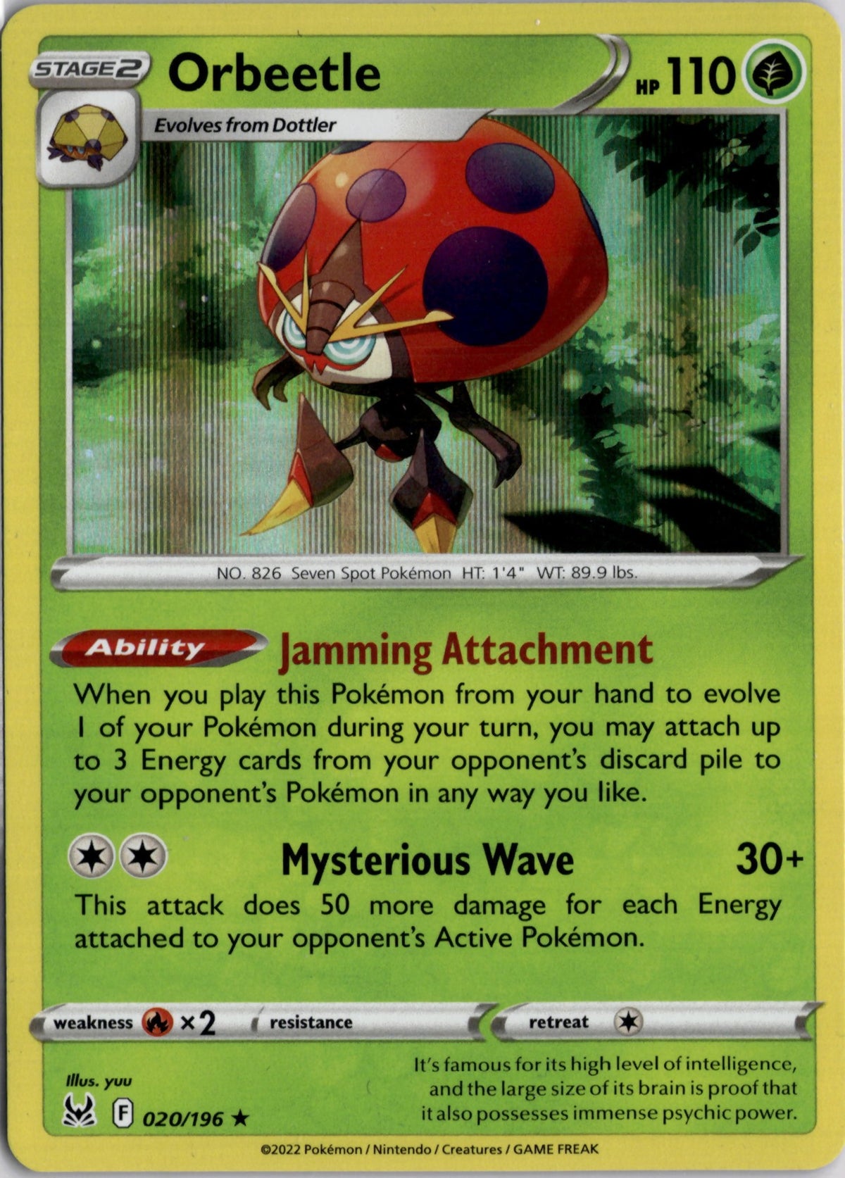 Orbeetle 20 Lost Origin Englisch Near Mint Pokémon Karte