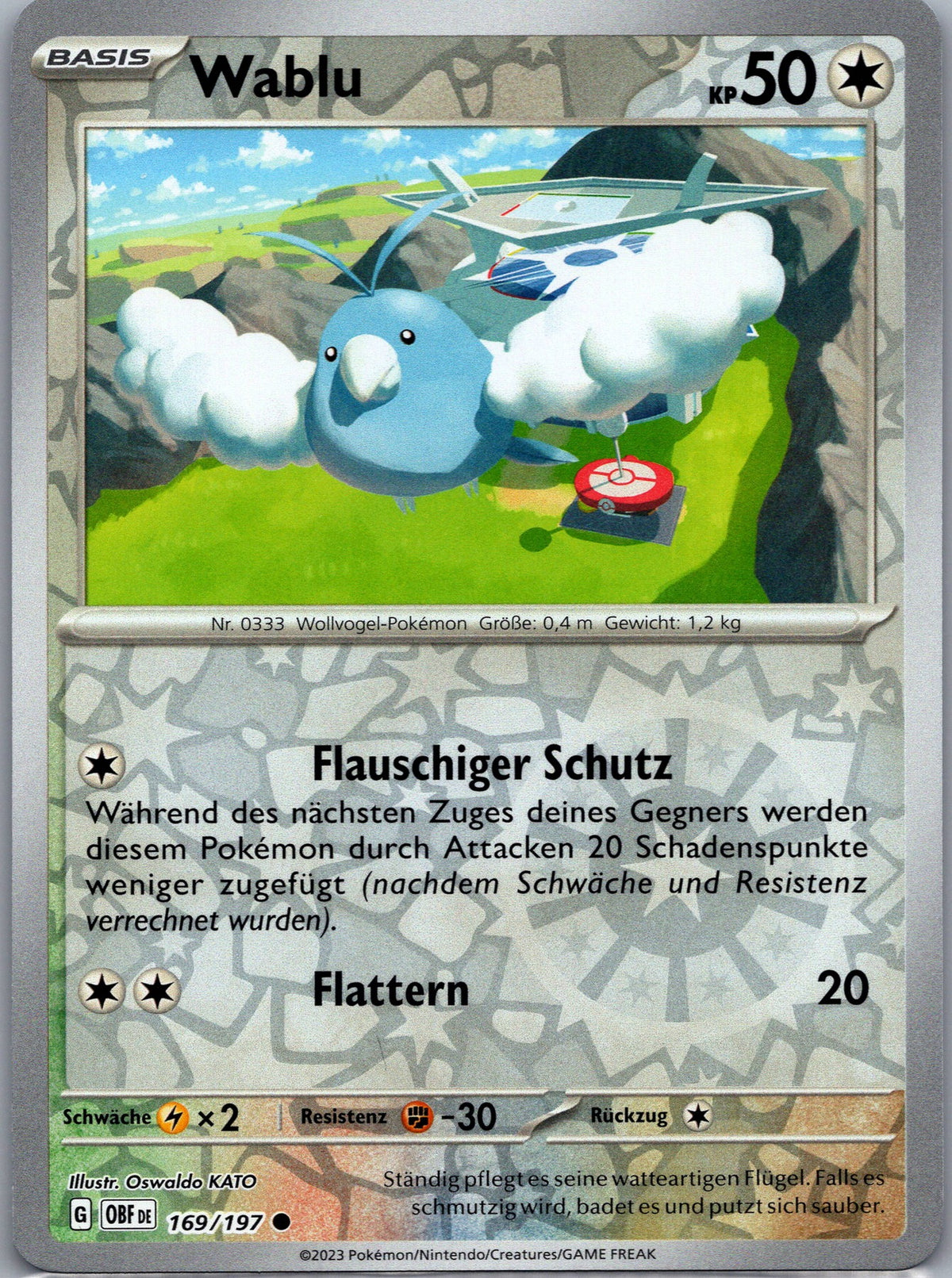 Wablu 169 Obsidian Flammen [OBF] Deutsch Near Mint Pokémon Karte