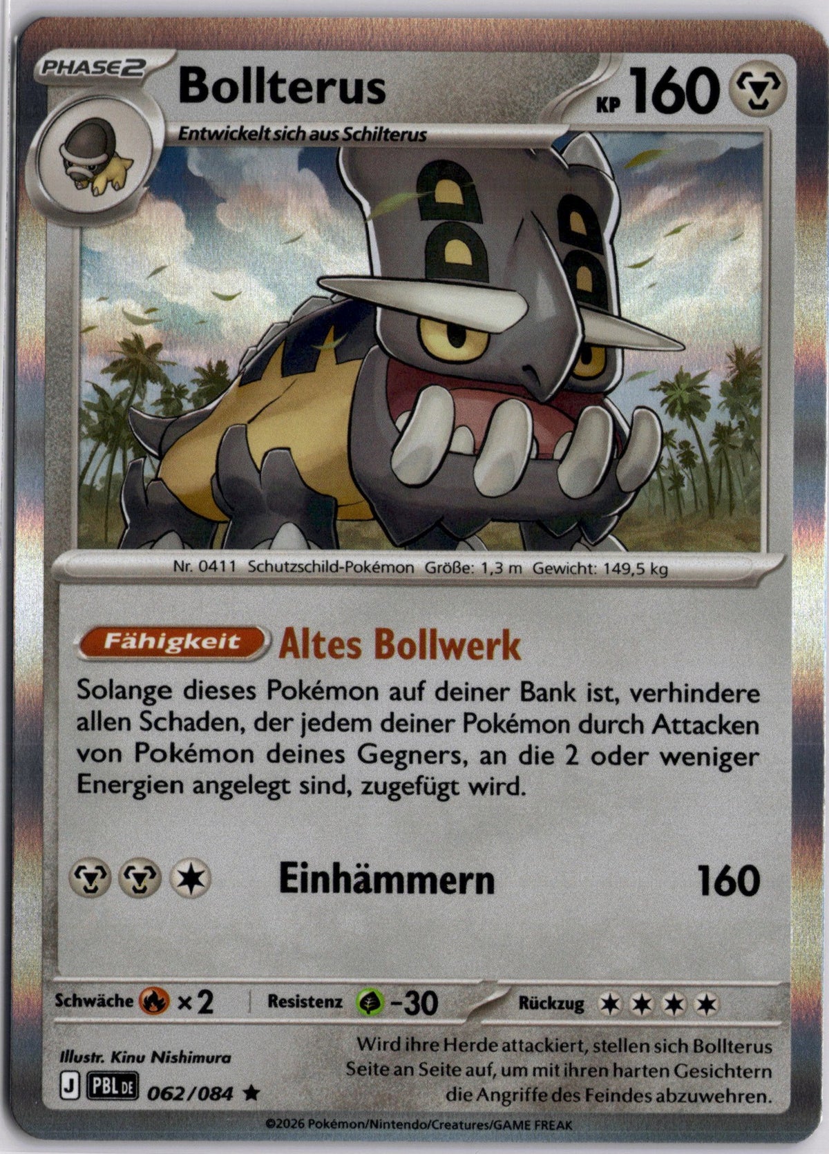 Bollterus 62 Dunkelnacht Deutsch Near Mint Pokémon Karte
