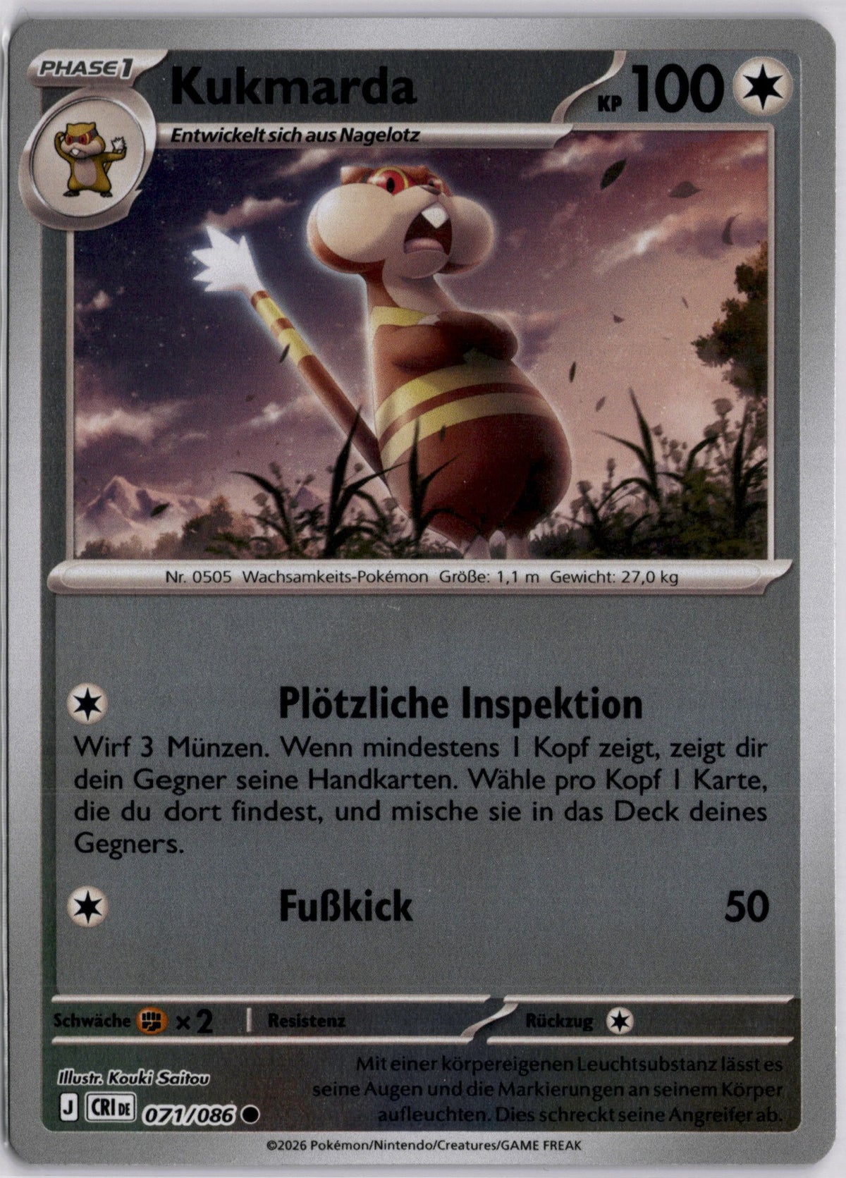 Kukmarda 71 Wachsendes Chaos Deutsch Near Mint Pokémon Karte