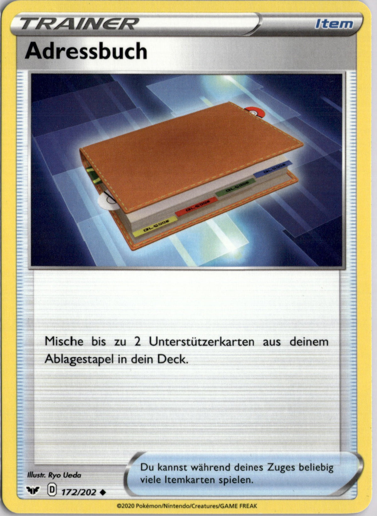 Adressbuch 172 Schwert & Schild Deutsch Near Mint Pokémon Karte